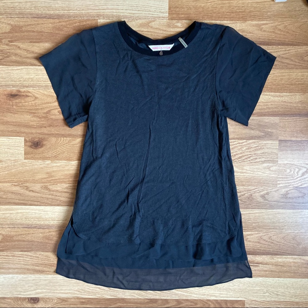 Rebecca Taylor Charcoal Grey Sheer Sleeve shirt